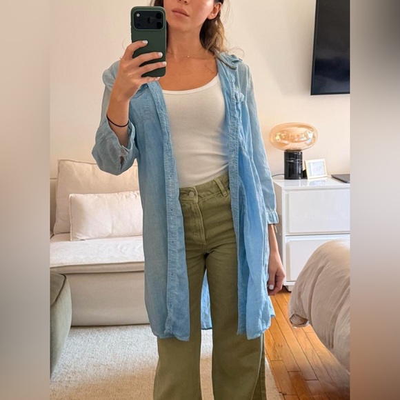 Light Blue Button-Up Tunic - Picture 2 of 5